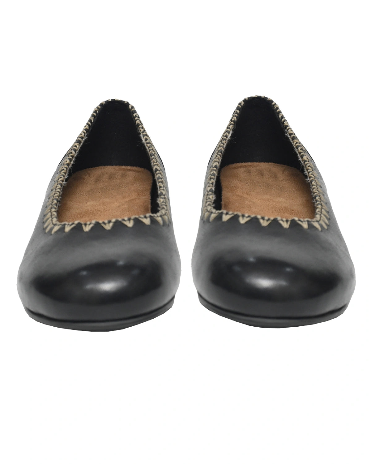 Electra – Black Leather Stitched Ballet Flat