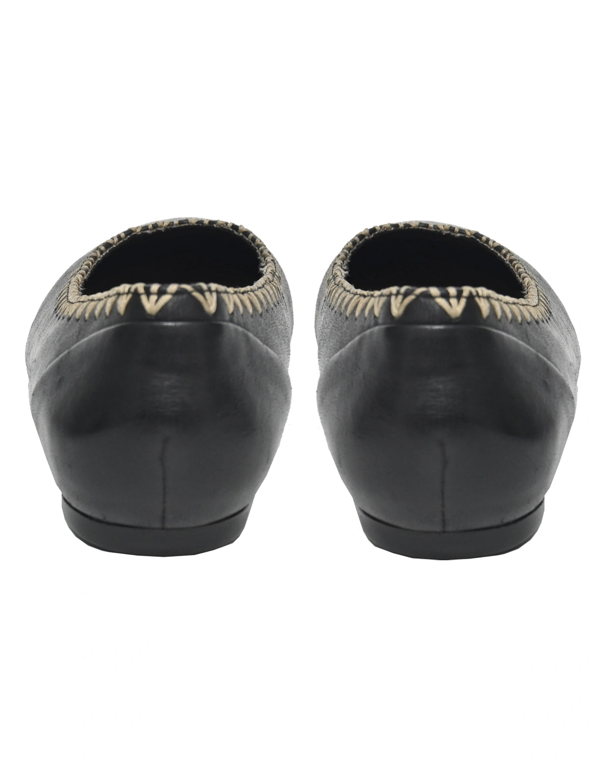 Electra – Black Leather Stitched Ballet Flat