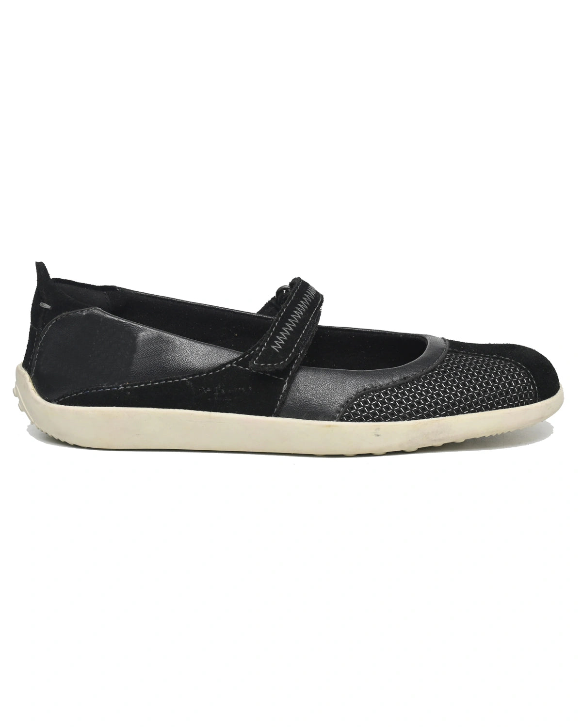 Vega – Black Suede Textured Mary Jane Flat