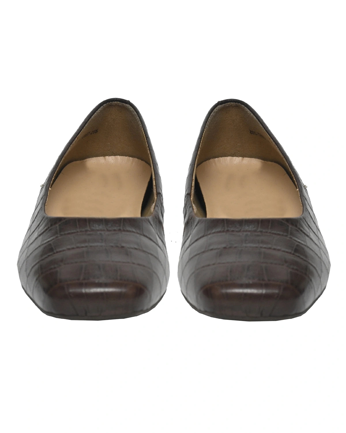 Rigel – Chocolate Croc-Embossed Square-Toe Flat