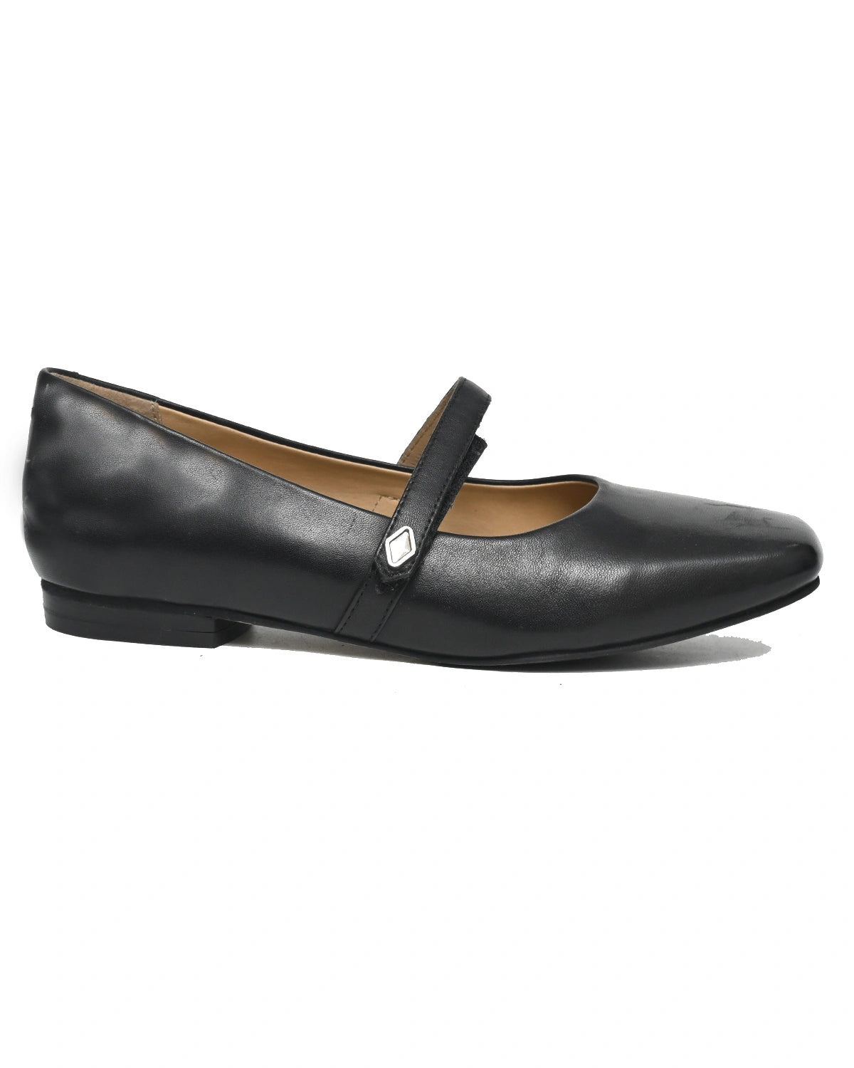Capella – Black Leather Square-Toe Mary Jane Flat
