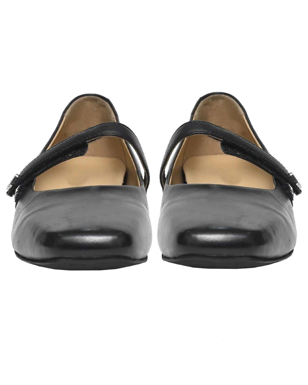 Capella – Black Leather Square-Toe Mary Jane Flat