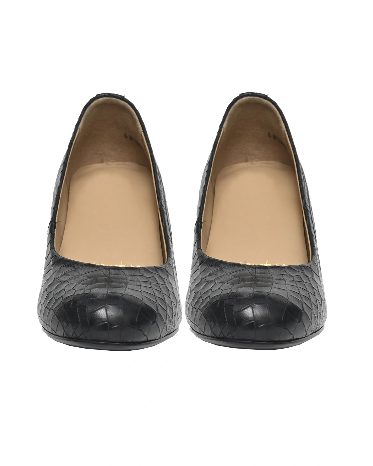 Antares – Black Croc-Embossed Kitten Heel Pump