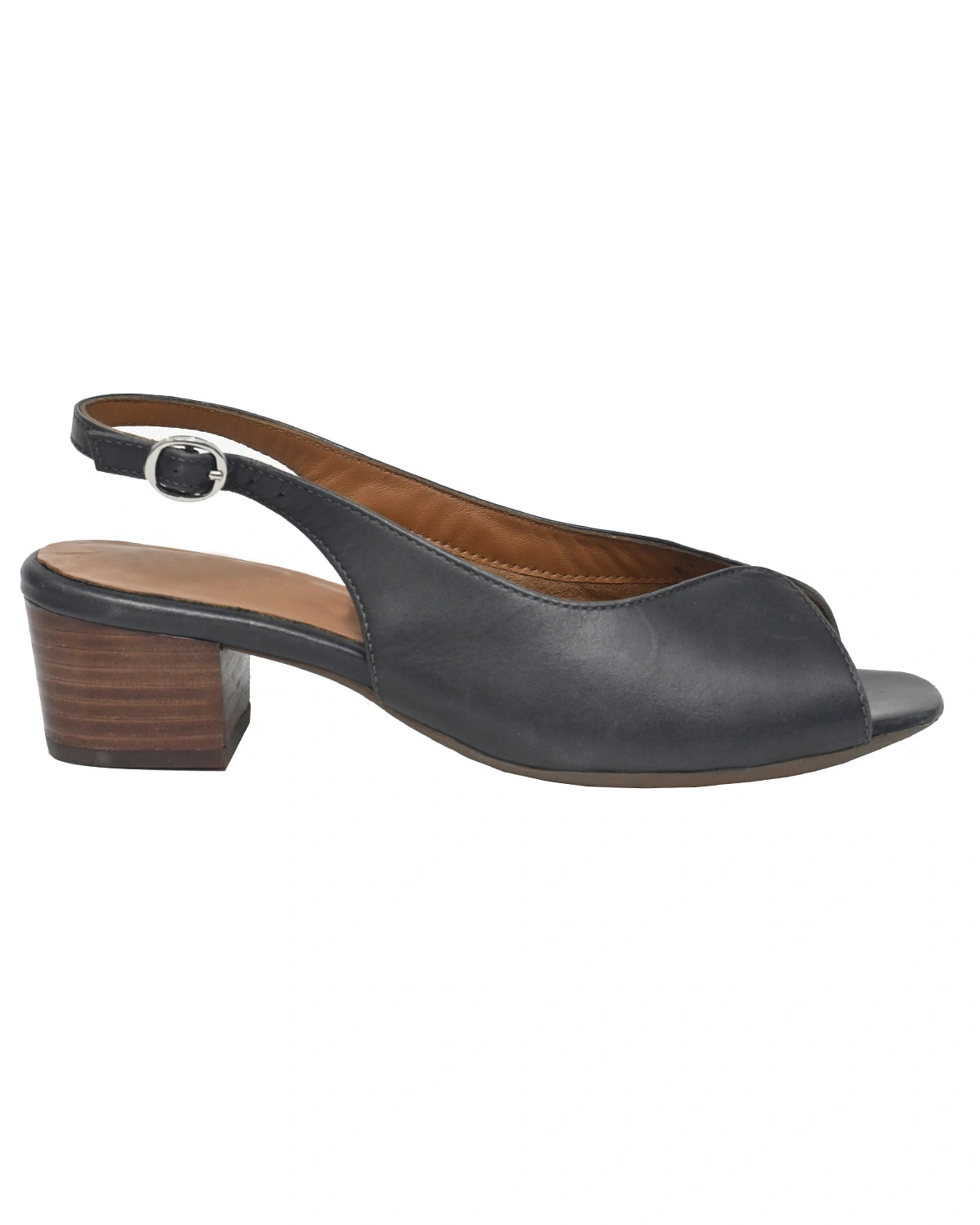 Vesper – Slate Leather Peep-Toe Slingback Sandal