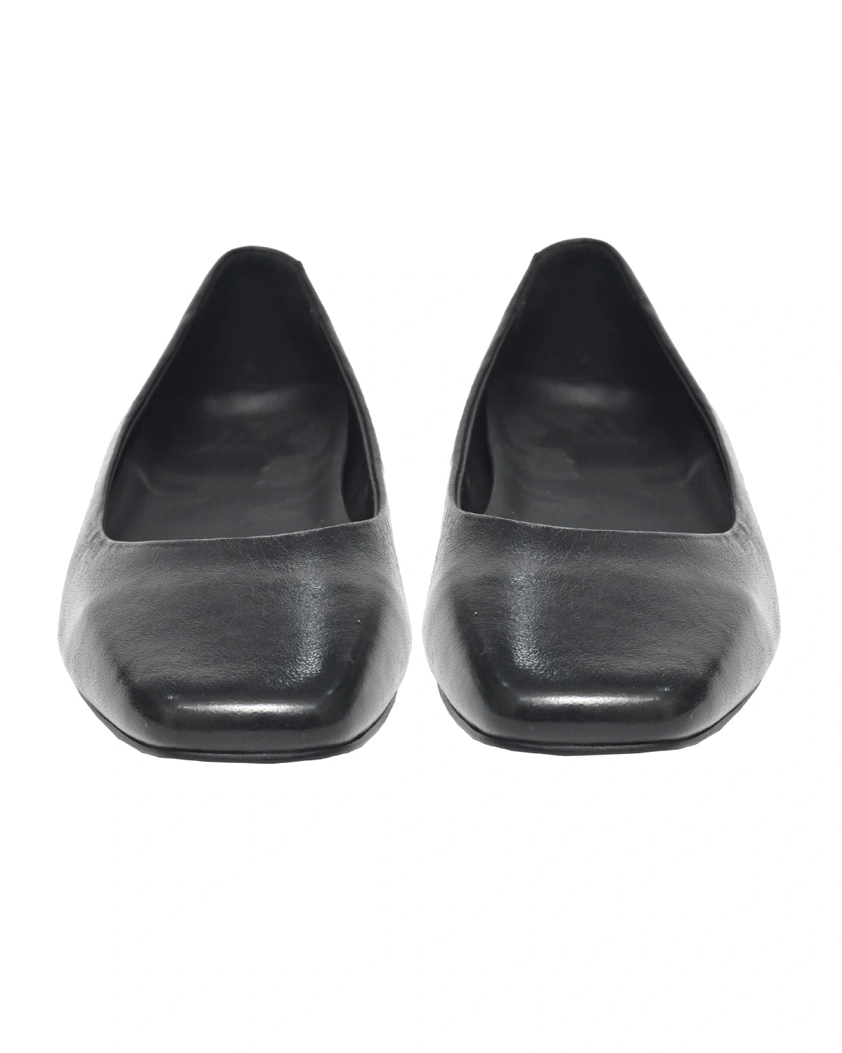 Altair – Black Leather Square-Toe Ballet Flat