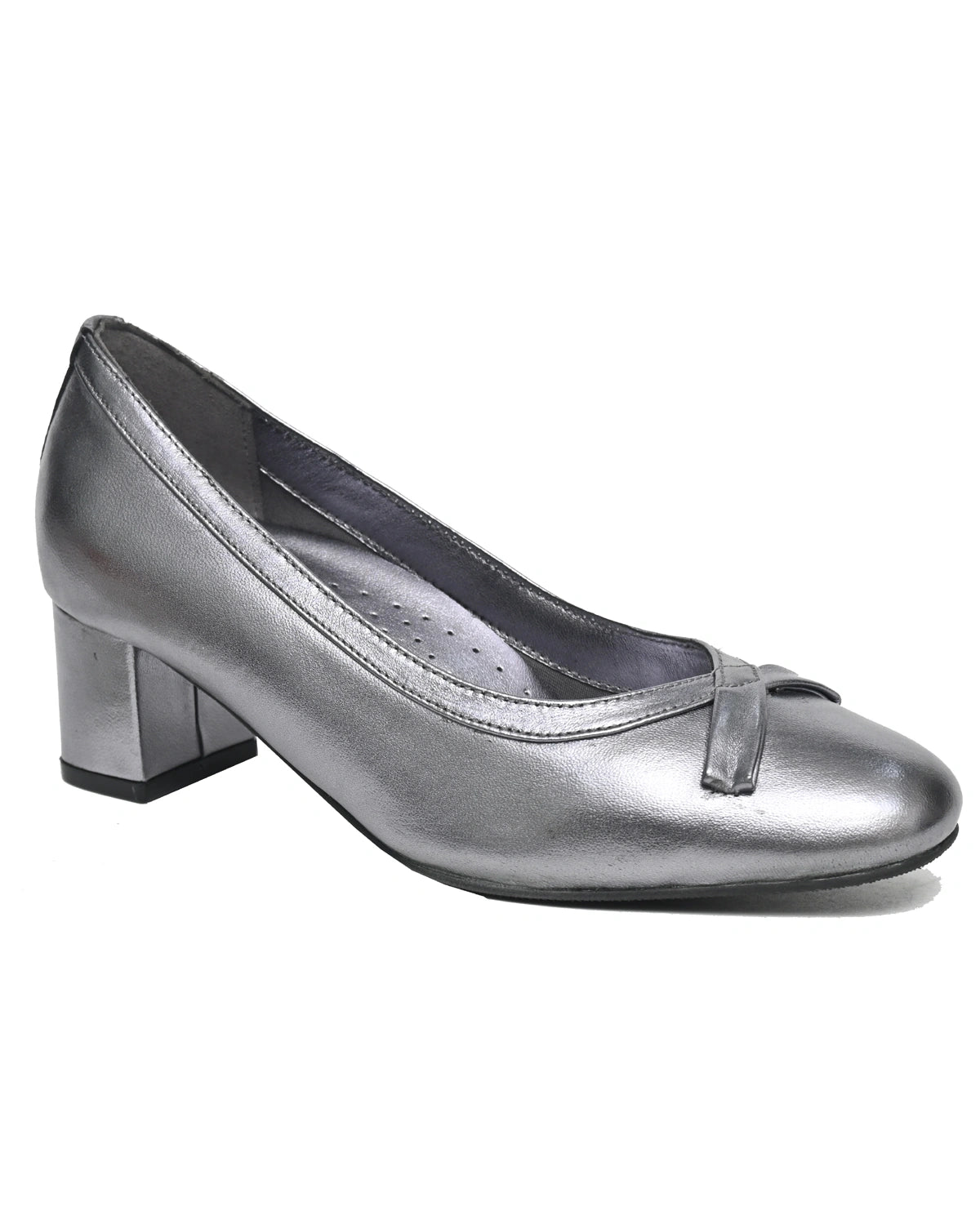 Lyra – Pewter Metallic Block Heel Pump
