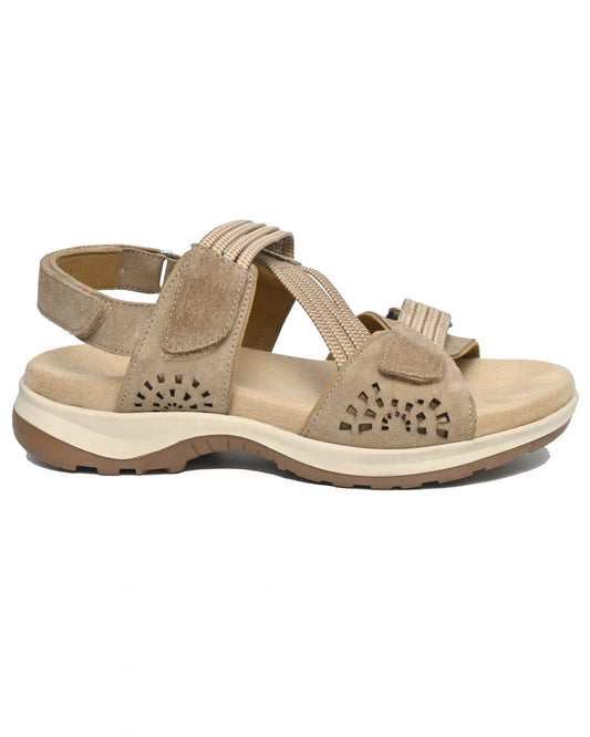 Solstice – Sand Suede Cutwork Comfort Sandal