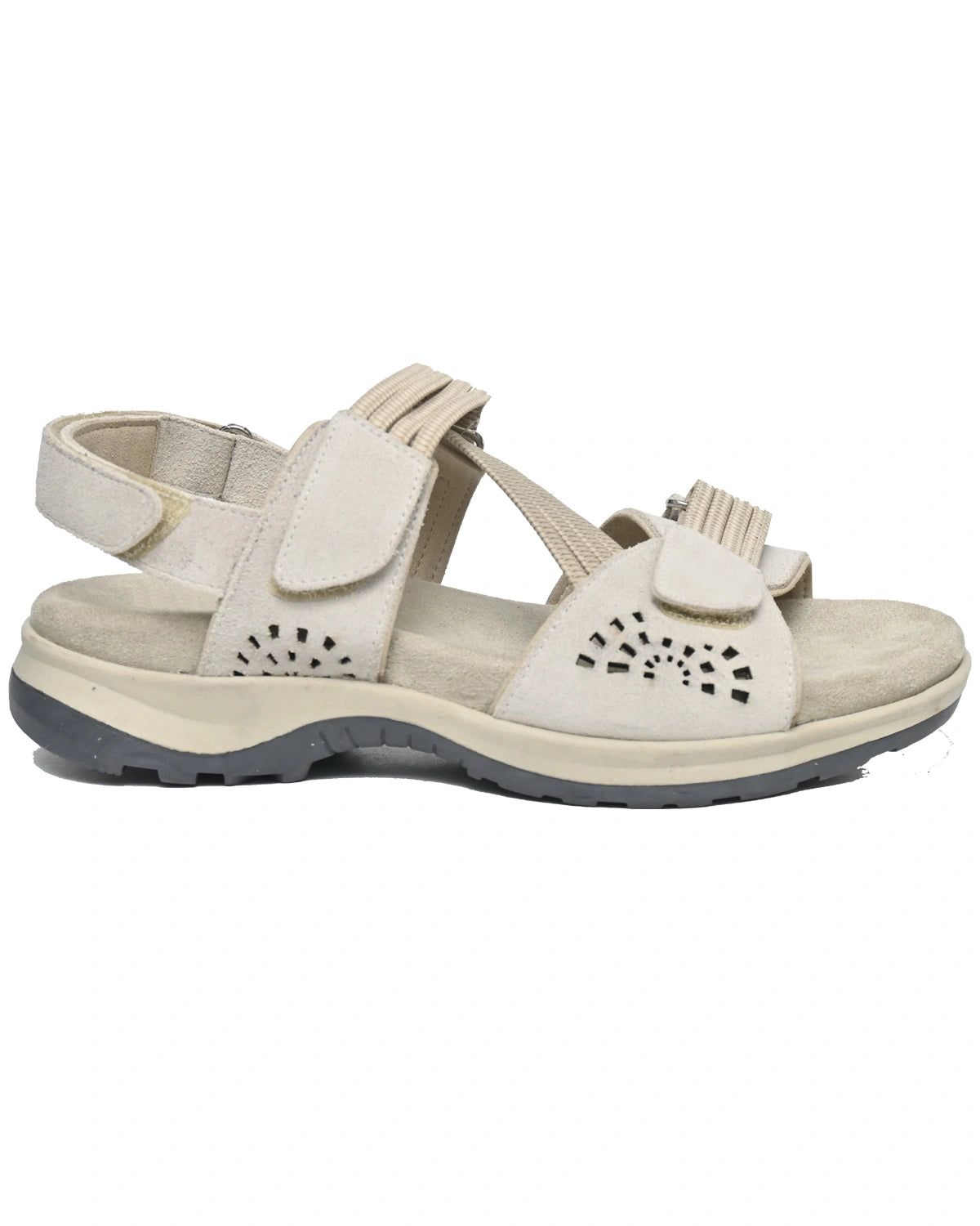 Zenith – Stone Suede Cutwork Comfort Sandal
