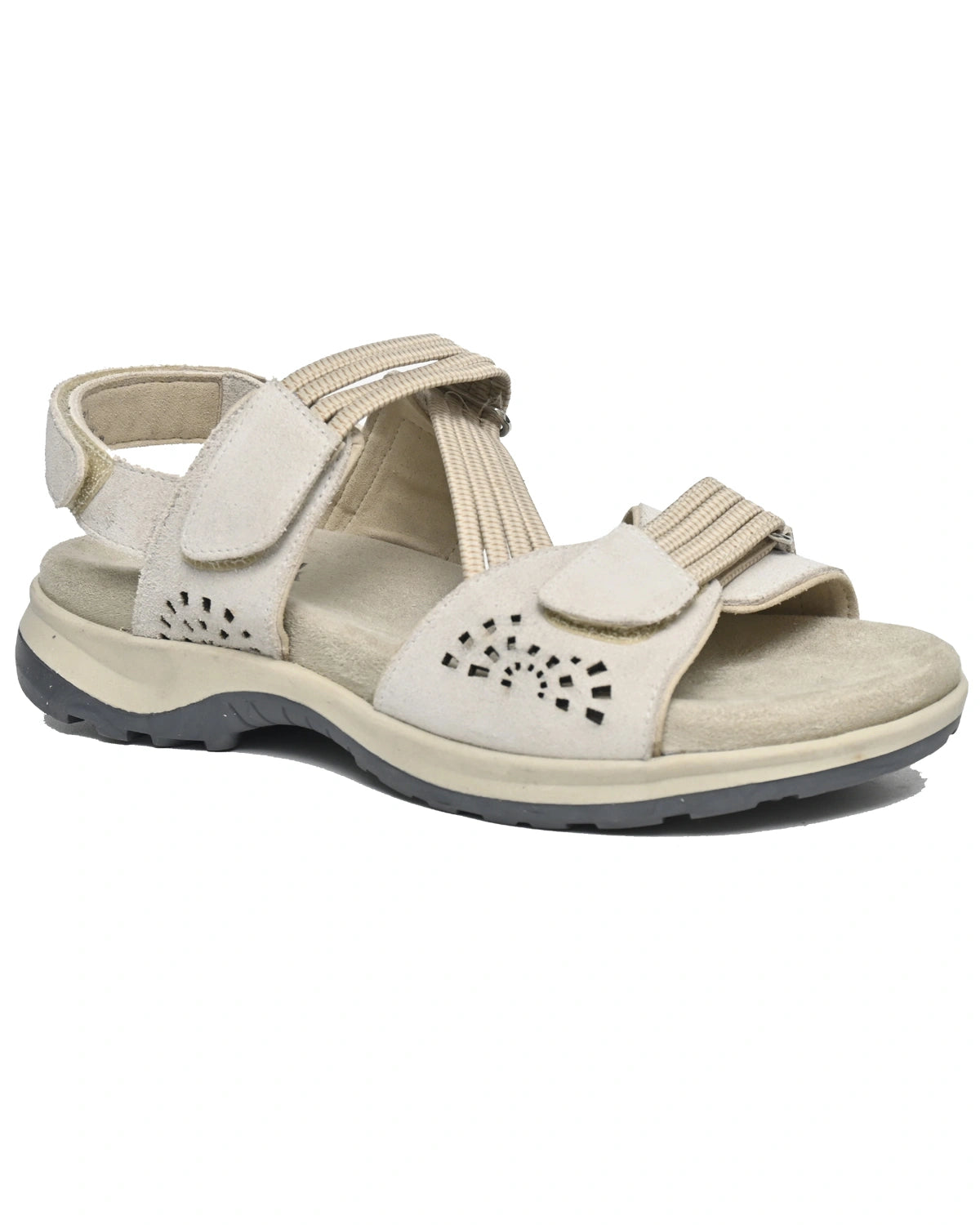 Zenith – Stone Suede Cutwork Comfort Sandal