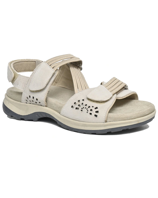 Zenith – Stone Suede Cutwork Comfort Sandal