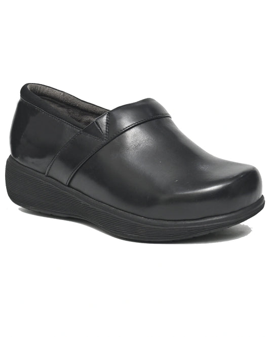Castor – Black Leather Slip-On Comfort Clog