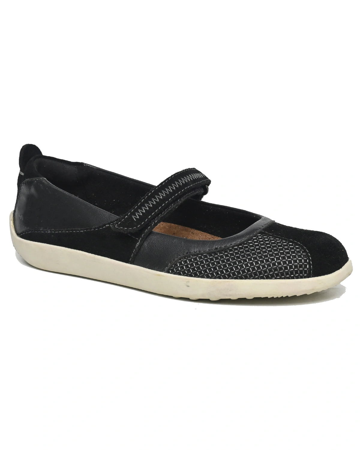 Vega – Black Suede Textured Mary Jane Flat