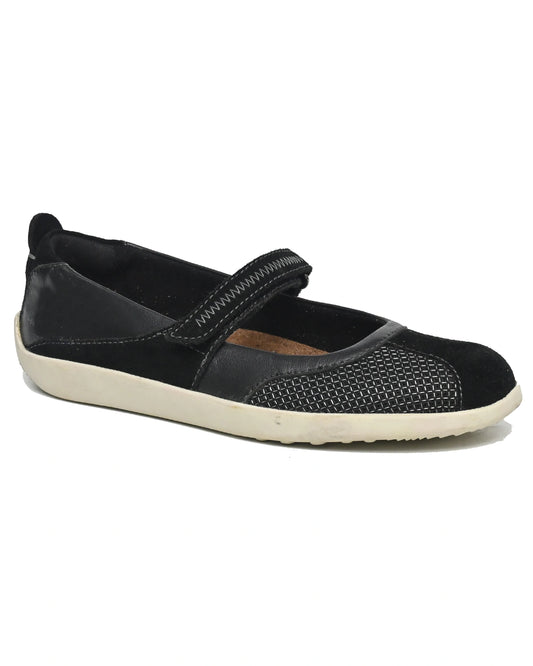 Vega – Black Suede Textured Mary Jane Flat