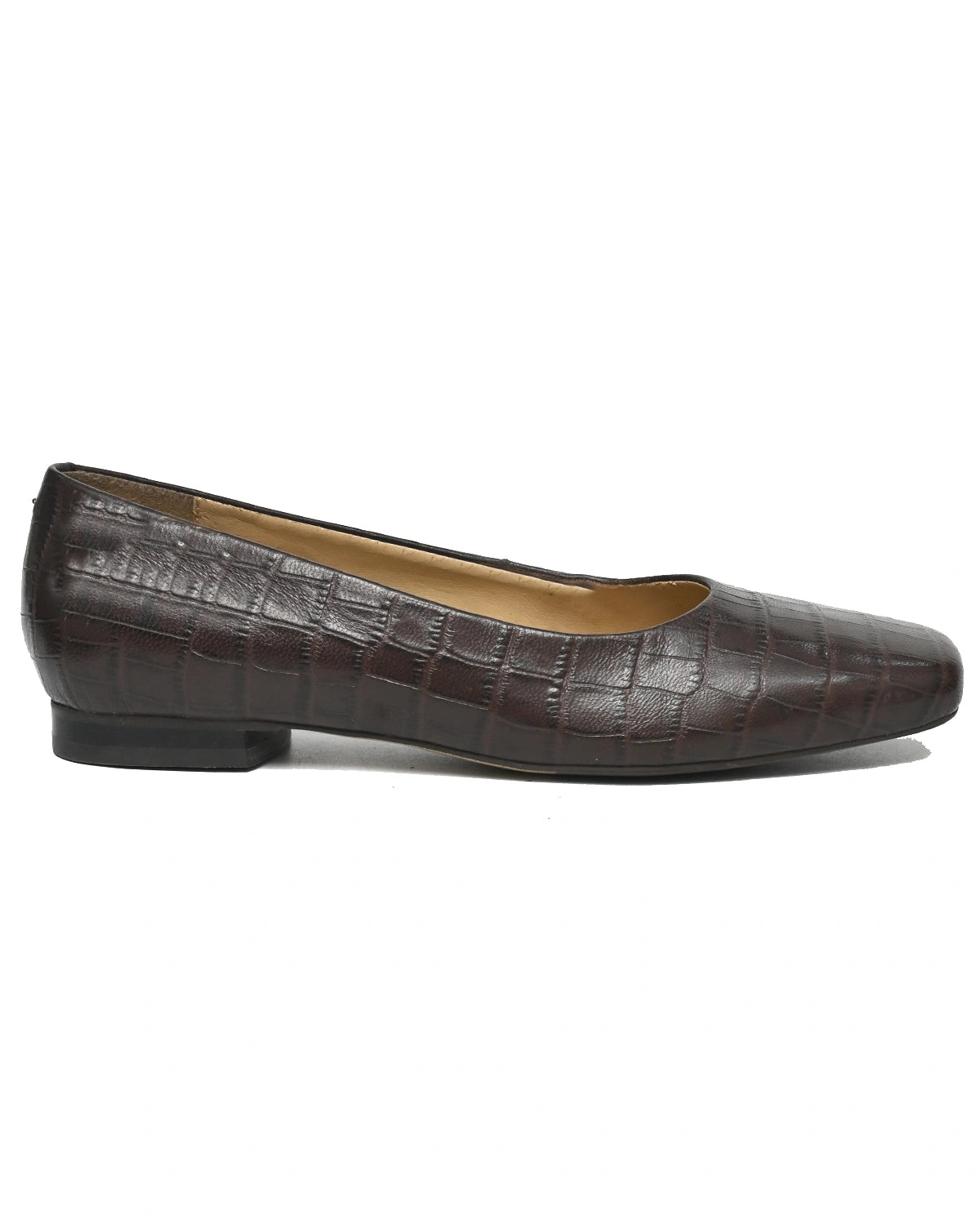 Rigel – Chocolate Croc-Embossed Square-Toe Flat