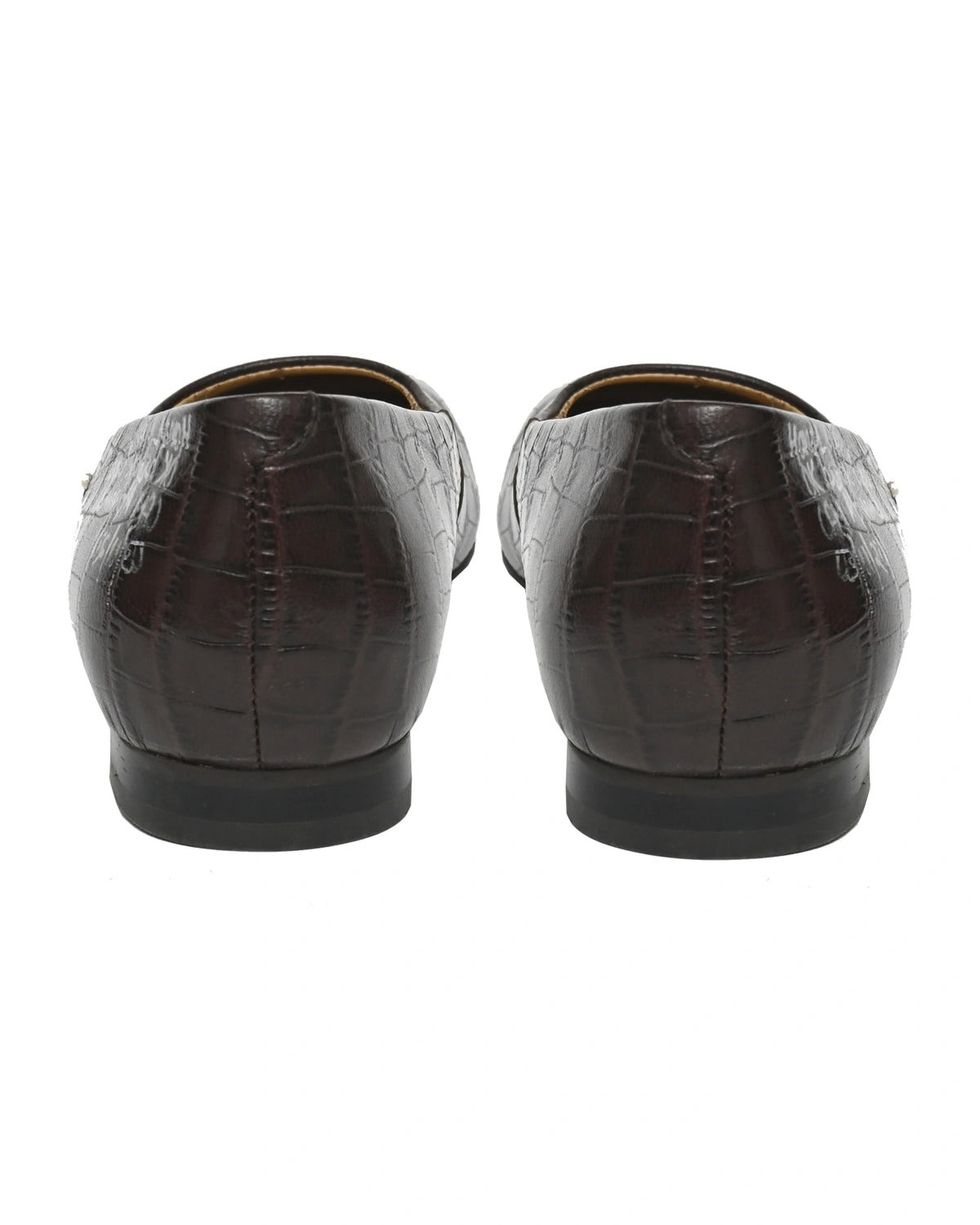 Rigel – Chocolate Croc-Embossed Square-Toe Flat