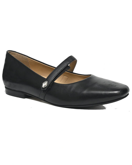 Capella – Black Leather Square-Toe Mary Jane Flat