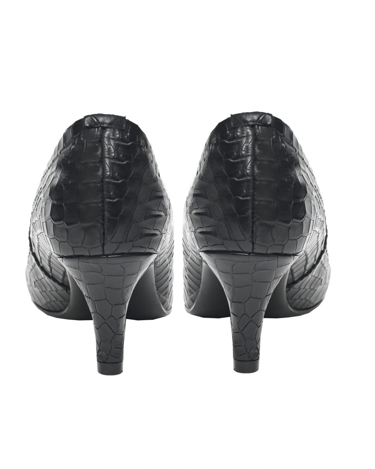 Antares – Black Croc-Embossed Kitten Heel Pump