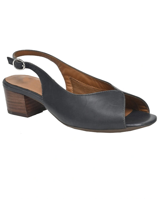 Vesper – Slate Leather Peep-Toe Slingback Sandal