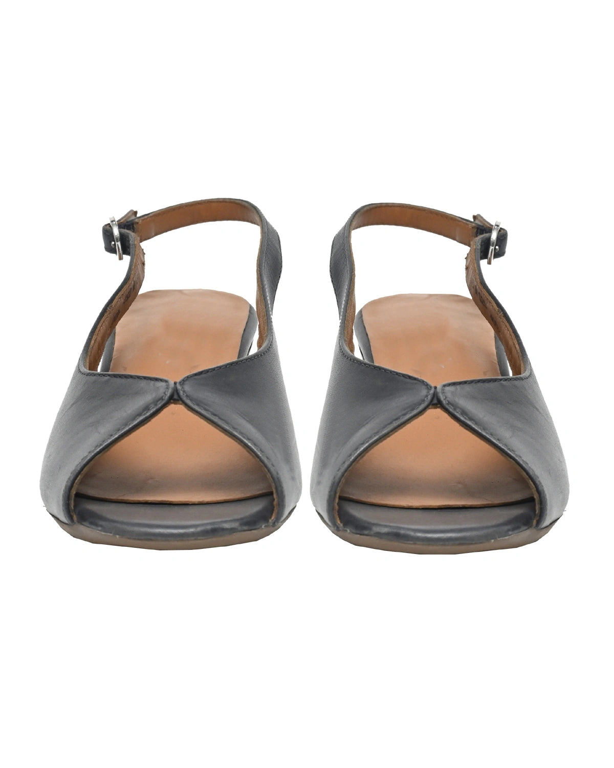 Vesper – Slate Leather Peep-Toe Slingback Sandal