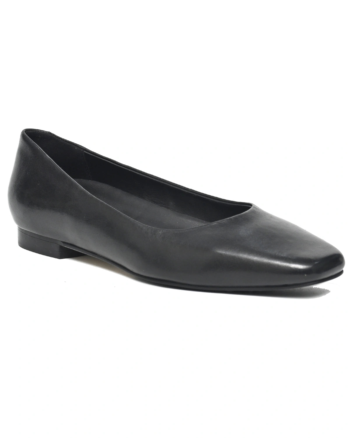 Altair – Black Leather Square-Toe Ballet Flat